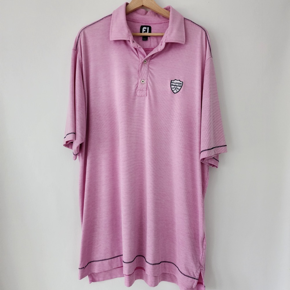 Footjoy pink striped‎ short sleeve golf polo shirt mens size XL